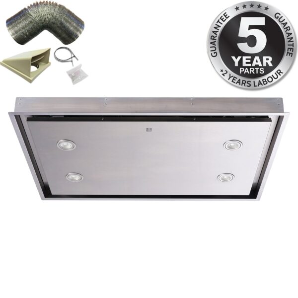 90cm Stainless Steel Ceiling Cooker Hood - SIA CLN90SS - Naamaste London - 6