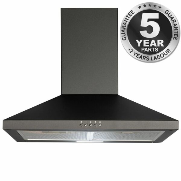 60cm Black Pyramid Chimney Cooker Hood - SIA CHL60BL - Naamaste London - 1