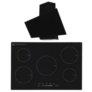 SIA 90cm Black 5 Zone Touch Control Induction Hob & Angled Glass Cooker Hood Fan - Naamaste London -1