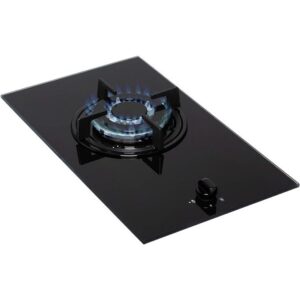 30cm Black Single Burner Glass Gas Hob - SIA GHG101BL - Naamaste London -1