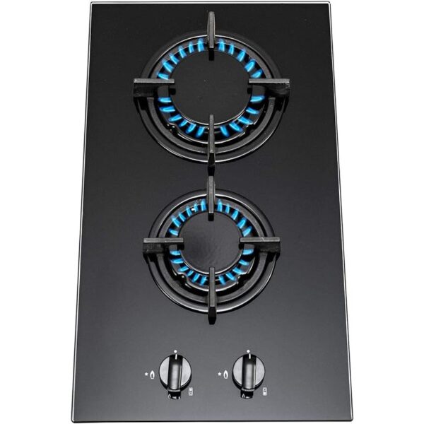 30cm 2 Burner Glass Gas Hob - SIA GHG301BL - Naamaste London - 1