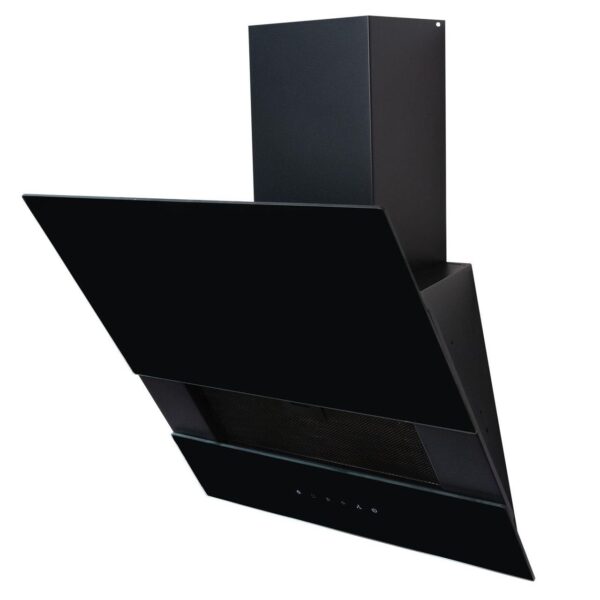 60cm Black Sliding Glass Angled Cooker Hood - SIA AGTC60BL - Naamaste London - 6