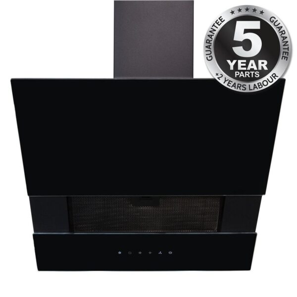 60cm Black Sliding Glass Angled Cooker Hood - SIA AGTC60BL - Naamaste London - 1