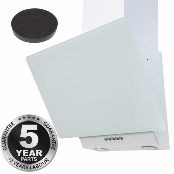 60cm Chimney Cooker Hood & Carbon Filter, White - SIA EAG61WH - Naamaste London -1