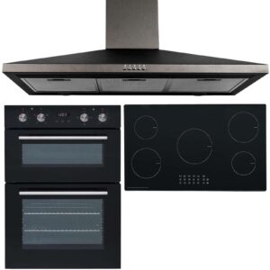 SIA 60cm Electric Double Oven, 90cm 5 Zone Induction Hob & Chimney Cooker Hood - Naamaste London - 1