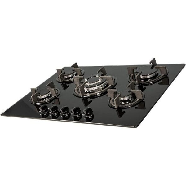 70cm Black Glass 5 Burner Gas Hob - SIA GHG703BL - Naamaste London - 4