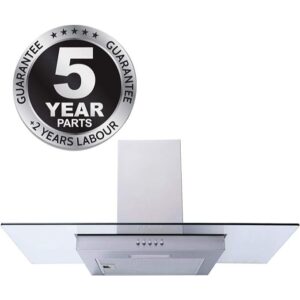 90cm SS Flat Glass Chimney Cooker Hood - SIA FL90SS - Naamaste London - 1