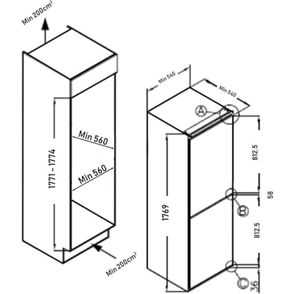 236L Integrated Fridge Freezer 50/50 Split - SIA RFF102 - Naamaste London - 4