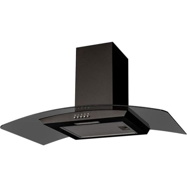 90cm Black Curved Glass Chimney Cooker Hood - SIA CGHS90BL - Naamaste London - 2