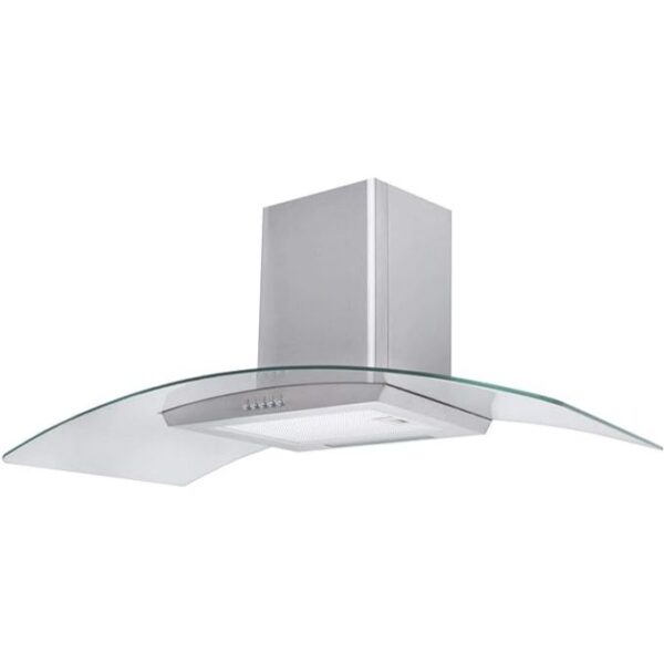100cm Curved Glass Chimney Cooker Hood - SIA CGH100SS - Naamaste London - 1