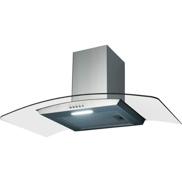 100cm Curved Glass Chimney Cooker Hood - SIA CGH100SS - Naamaste London - 4