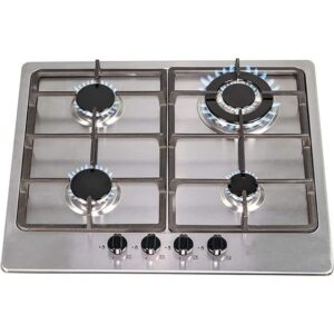 60cm Stainless Steel 4 Burner Gas Hob - SIA SSG601SS -Naamaste London - 1