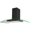 90cm Black LED Curved Glass Chimney Cooker Hood - SIA CPLE90BL - Naamaste London -1