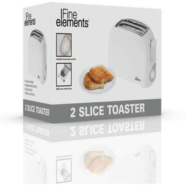 200W White 2 Slice Toaster - Fine Elements SDA1008GE - Naamaste London - 2