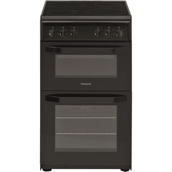 Double Electric Cooker Oven And Hob, Black - Hotpoint HD5V92KCB/UK - Naamaste London homewares -1