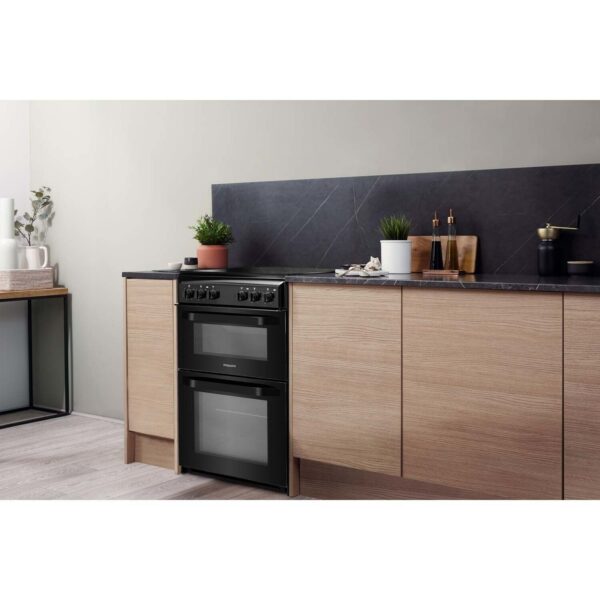 Double Electric Cooker Oven And Hob, Black - Hotpoint HD5V92KCB/UK - Naamaste London homewares -7