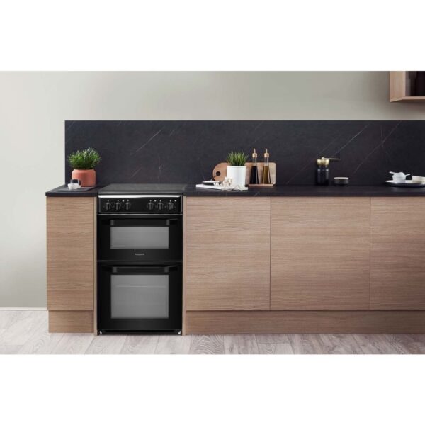 Double Electric Cooker Oven And Hob, Black - Hotpoint HD5V92KCB/UK - Naamaste London homewares -6