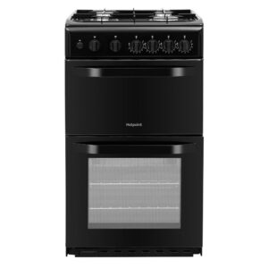 Double Gas Cooker/Separate Grill, Black - Hotpoint HD5G00KCB/UK - Naamaste London Homewares - 1