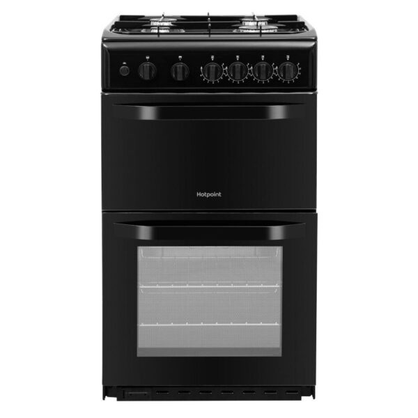 Double Gas Cooker/Separate Grill, Black - Hotpoint HD5G00KCB/UK - Naamaste London Homewares - 1