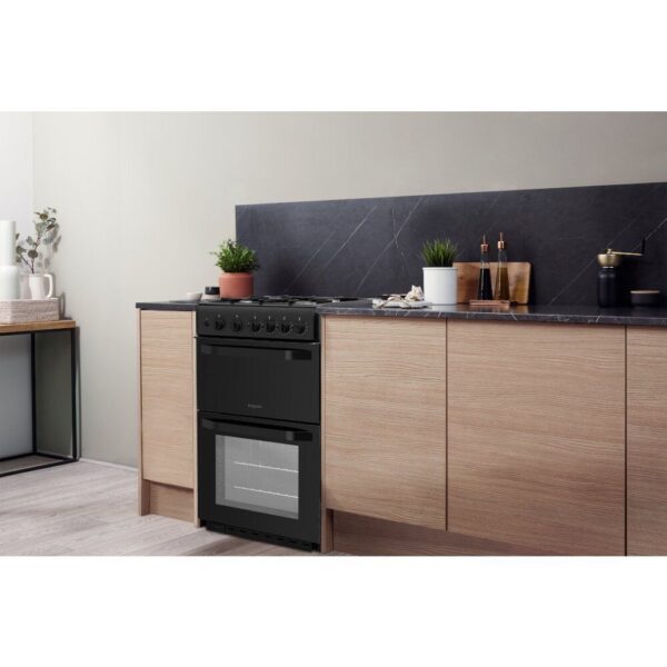 Double Gas Cooker/Separate Grill, Black - Hotpoint HD5G00KCB/UK - Naamaste London Homewares - 6