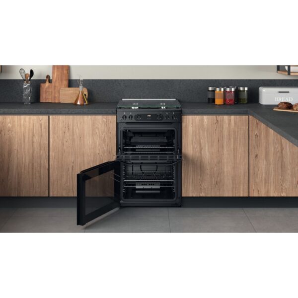 60cm Gas Cooker with Gas Hob/FreeStanding, Black - Hotpoint HDM67G0CCB/UK - Naamaste London Homewares - 4