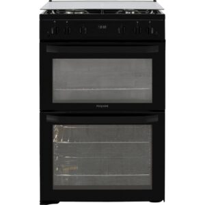 60cm Gas Cooker with Gas Hob/FreeStanding, Black - Hotpoint HDM67G0CCB/UK - Naamaste London Homewares - 1