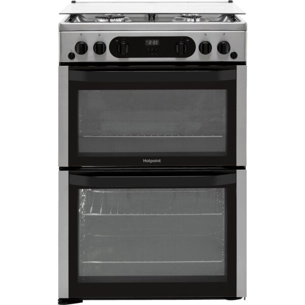 60cm Gas Cooker with Gas Hob/FreeStanding, Silver - Hotpoint HDM67G0CCX/UK - Naamaste London Homewares - 1