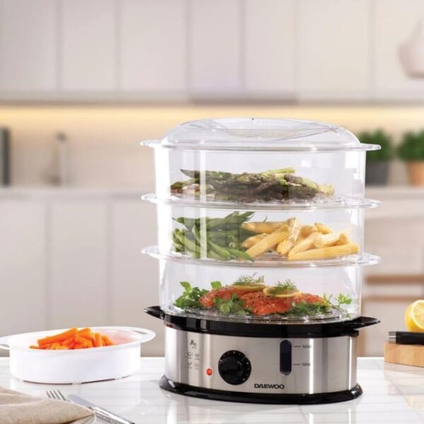 3 Tier Vegetable Food Steamer - Daewoo SDA1338 - Naamaste London Homewares - 4