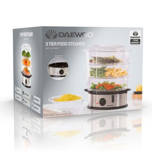 3 Tier Vegetable Food Steamer - Daewoo SDA1338 - Naamaste London Homewares - 3