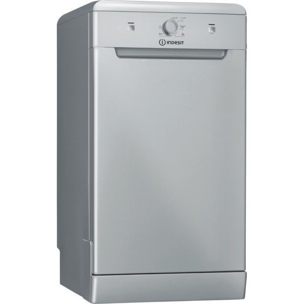 Stainless Steel Silver Slimline Dishwasher - Indesit DSFE 1B10SUKN - Naamaste London Homewares - 1