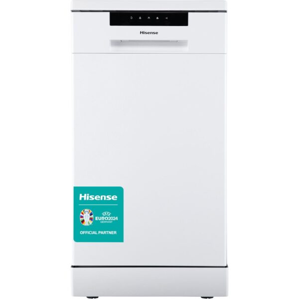 45cm White Freestanding Slimline Dishwasher - Hisense HS523E15WUK - Naamaste London Homewares - 1