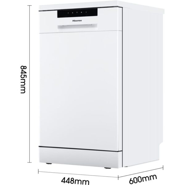 45cm White Freestanding Slimline Dishwasher - Hisense HS523E15WUK - Naamaste London Homewares - 6