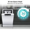 45cm White Freestanding Slimline Dishwasher - Hisense HS523E15WUK - Naamaste London Homewares - 13