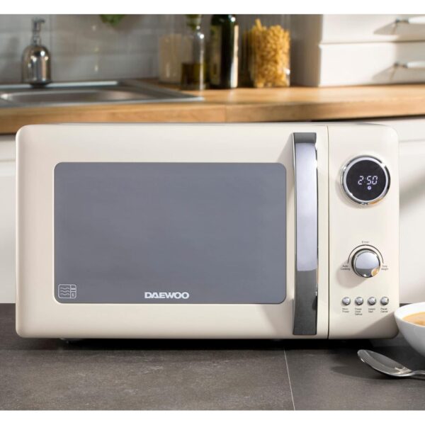 20L Cream Microwave Oven - Daewoo SDA1654GE - Naamaste London Homewares - 3