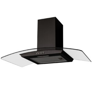 90cm Black Extractor Fan Cooker Hood / Curved Glass - SIA CGH90BL - Naamaste london Homewares - 1