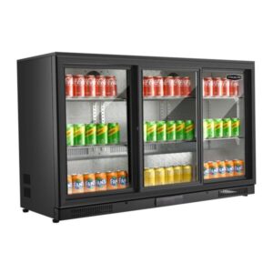 Triple Door Bottle Cooler, Sliding / 274 Bottles - Sterling Pro Green SP3HC-BS - Naamaste London Homewares - 1