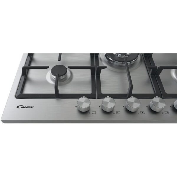 75cm 5 Burner Gas Hob Stainless Steel - Candy CHG74WPX - Naamaste London Homewares - 5