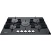 75cm 5 Burner Gas Hob Black on Glass - Hotpoint FTGHG751DHBK - Naamaste London Homewares - 1