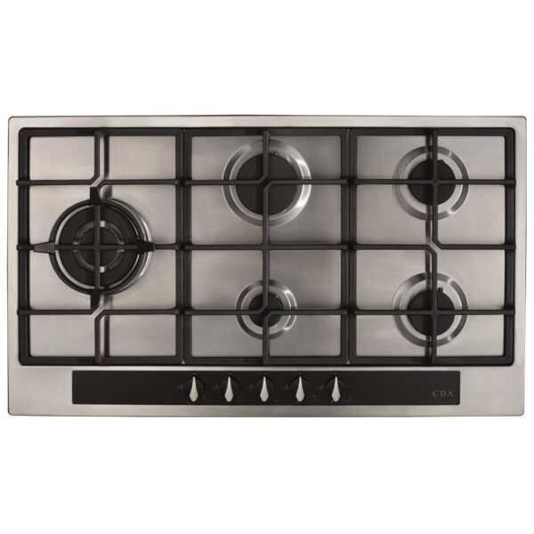 90cm Stainless Steel 5 Burner Gas Hob - CDA HG9351SS - Naamaste London Homewares - 1