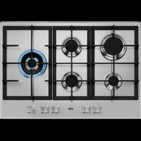 74cm AEG Gas Hob 5 Burner Stainless Steel - HGB75500SM - Naamaste London Homewares - 1