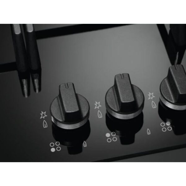 Black on Glass AEG Gas Hob 5 Burner - HKB95450NB - Naamaste London Homewares - 8