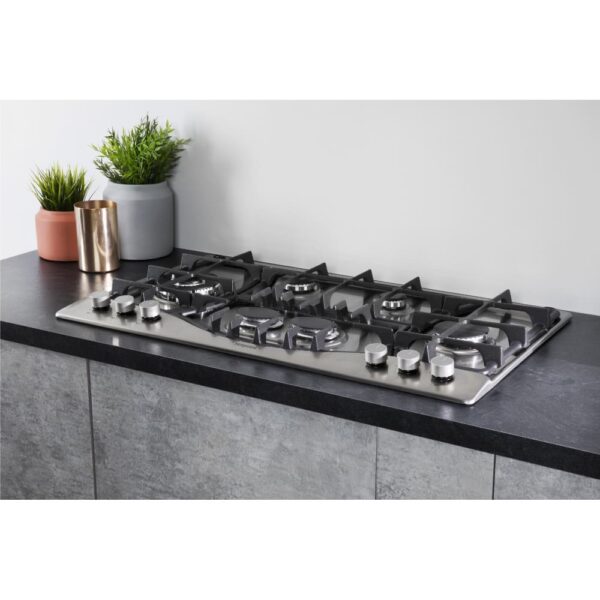 Silver 6 Burner Gas Hob - Hotpoint PHC 961 TS/IX/H - Naamaste London Homewares - 3