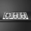 90cm 5 Burner Smeg Gas Hob Stainless Steel - PS9062 - Naamaste London Homewares - 4