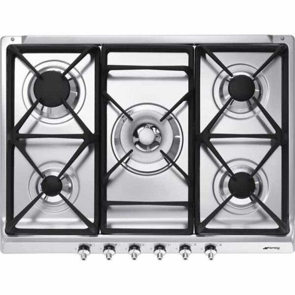 75cm Classic Smeg Gas Hob Stainless Steel - SE70SGH-5 - Naamaste London Homewares - 1