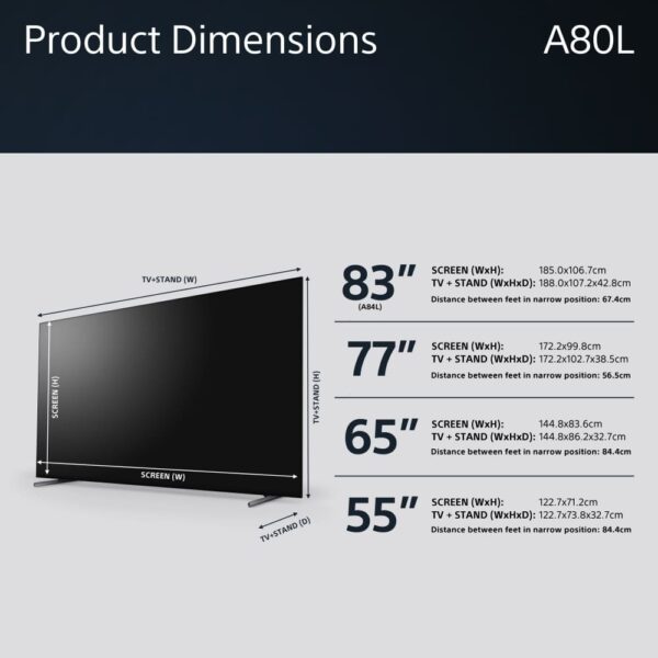 Sony TV, 65 Inch OLED 4K Ultra HD HDR - A80L Series XR65A80LU - Naamaste London Homewares - 11