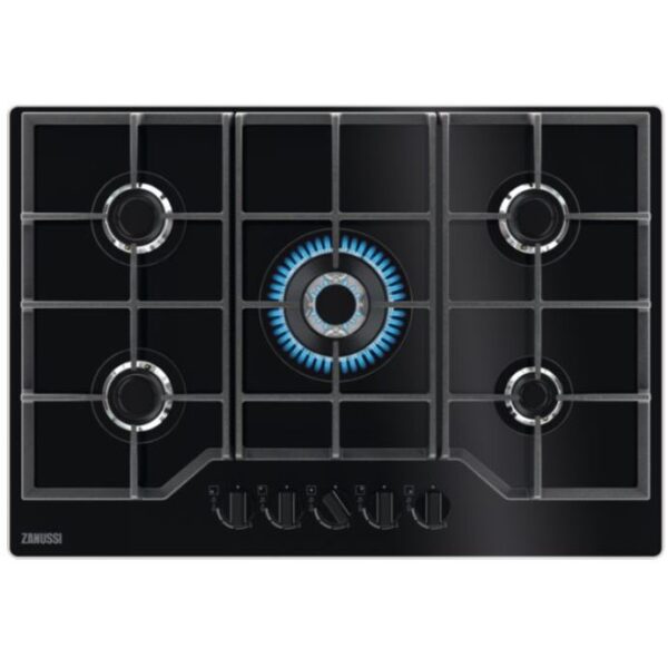 Zanussi Gas Hob 5 Burner Black Frameless - ZGGN755K - Naamaste London Homewares - 1