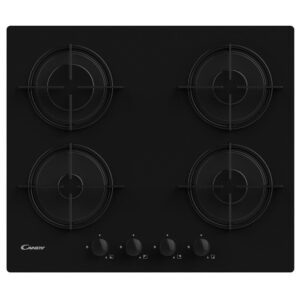 60cm Black on Glass 4 Burner Gas Hob - Candy CVW6BB - Naamaste London Homewares - 1