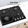 60cm 4 Burner Gas Hob Black on Glass - Hisense GG643B - Naamaste London Homewares - 3