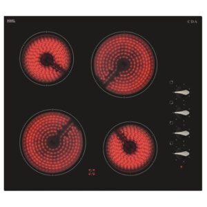 60cm 4 Zone Electric Ceramic Hob, Black Frameless - CDA HC6212FR - Naamaste London Homewares - 1