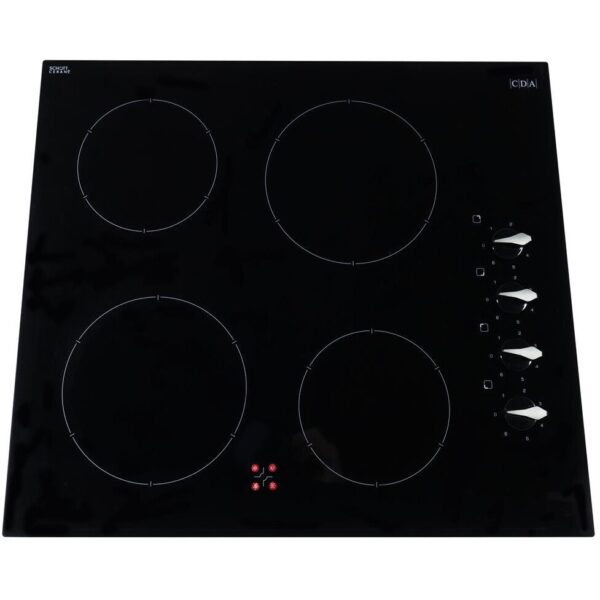 60cm 4 Zone Electric Ceramic Hob, Black Frameless - CDA HC6212FR - Naamaste London Homewares - 3